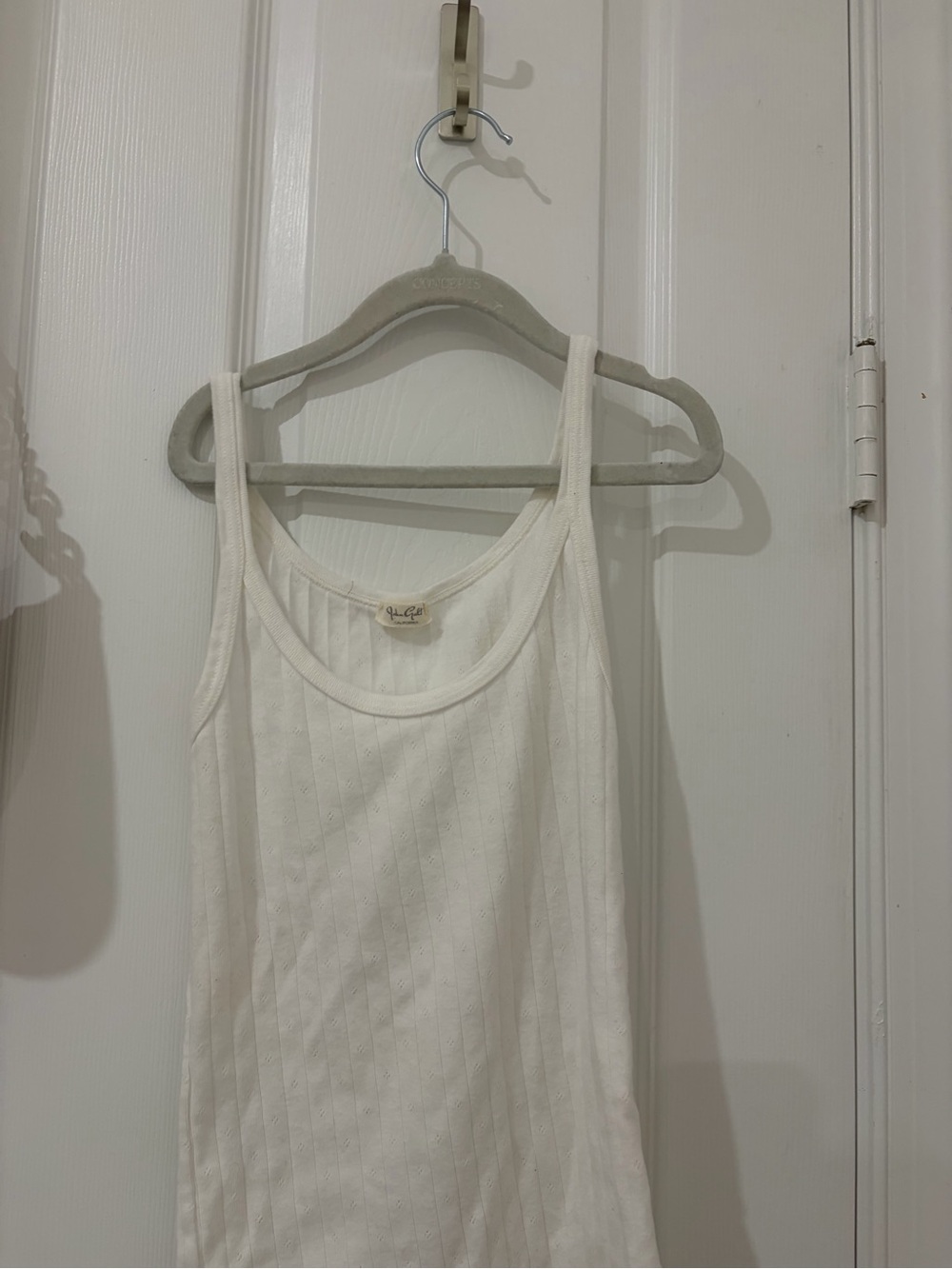 Brandy Melville White Ribbed Scoop Tank